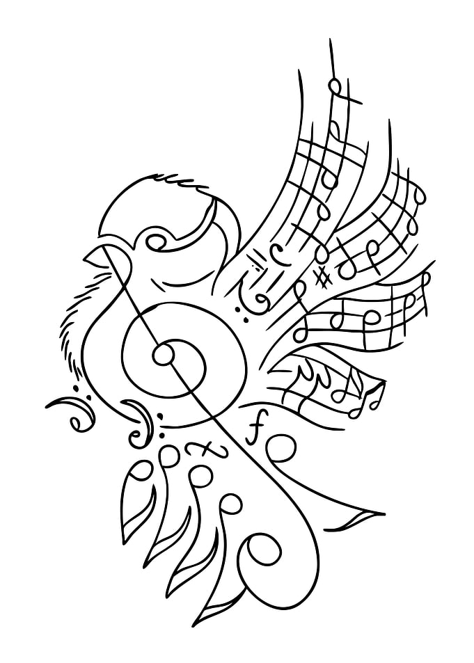 Musical Bird Line Art