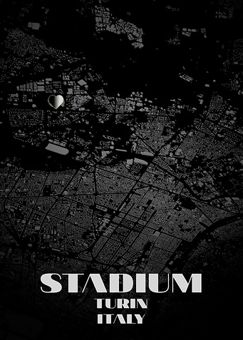 Stadium Turin Italy Map Art