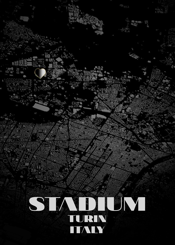 Stadium Turin Italy Map Art