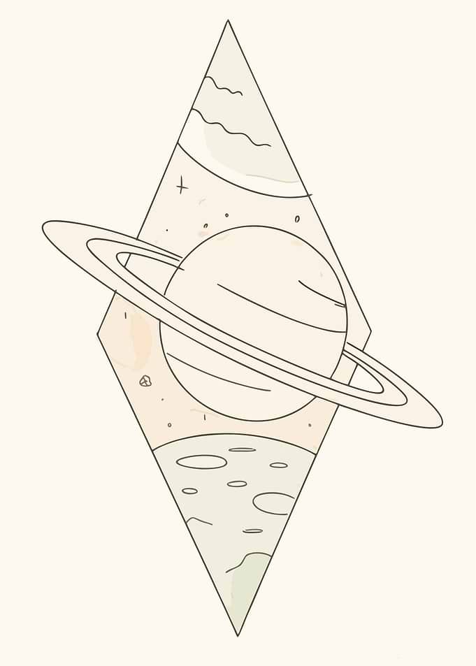 Saturn Planet Diamond Shape Illustration