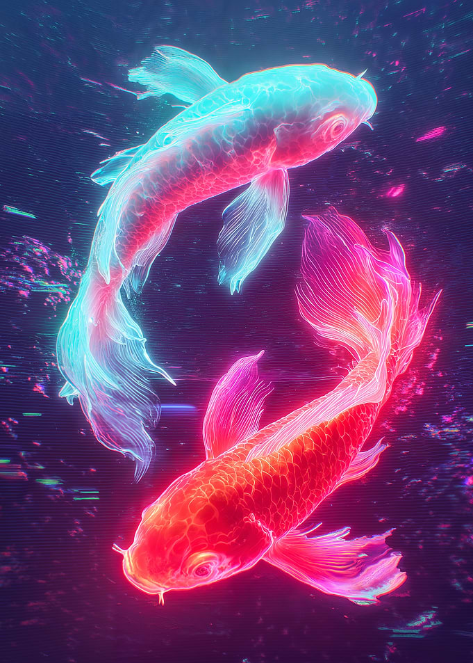 Neon Koi fish Glowing