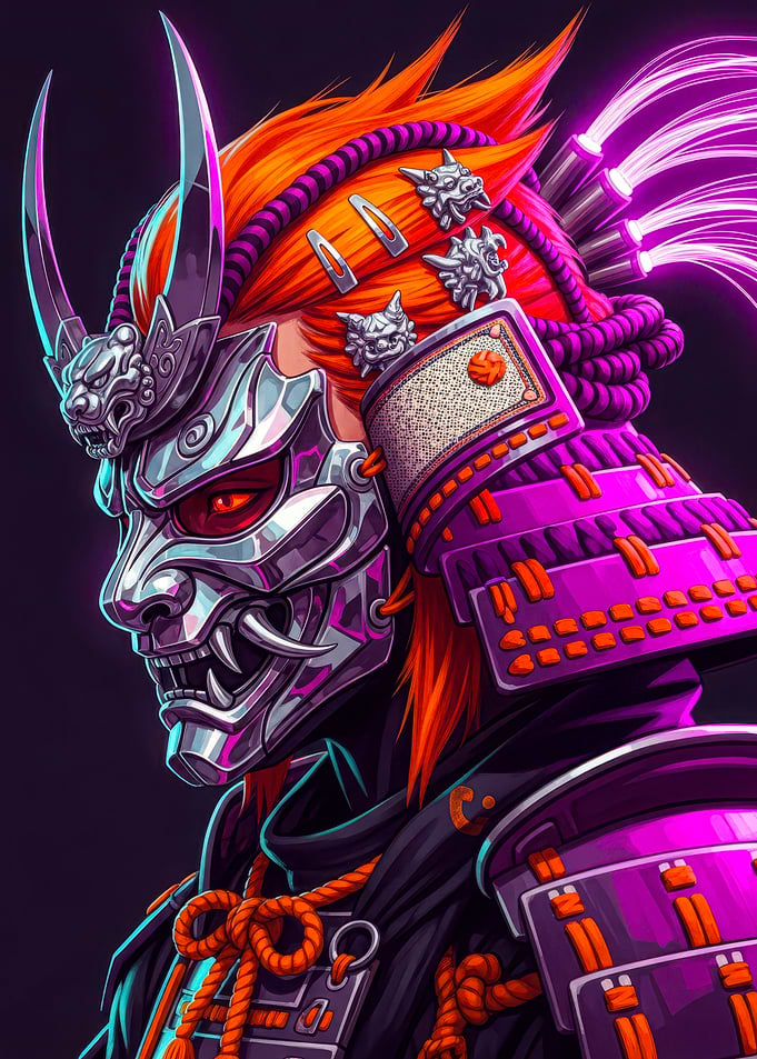 Cyberpunk Samurai with Neon Accents