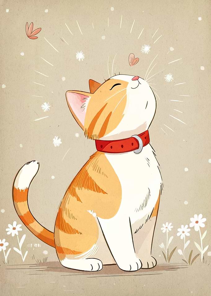 Happy Orange Tabby Cat Illustration
