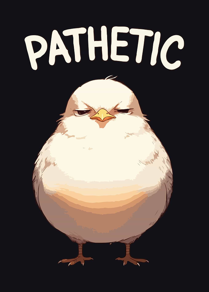 Pathetic Bird Illustration Humor Art