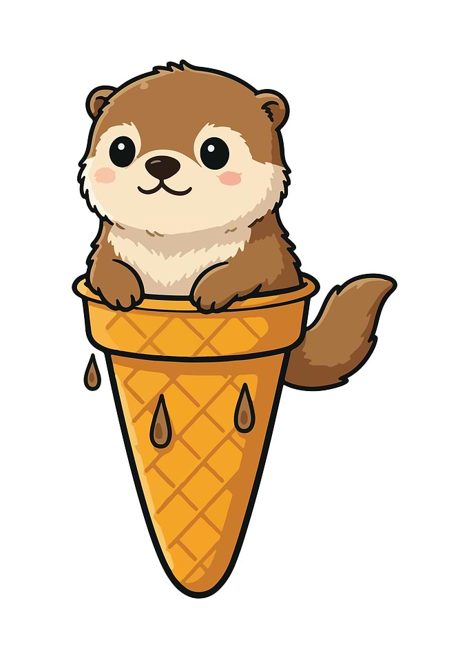Cute Otter in Ice Cream Cone