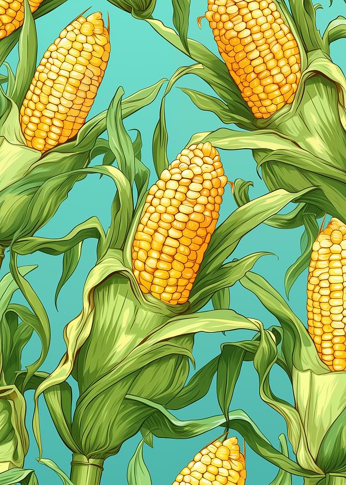 Corn Pattern on Teal