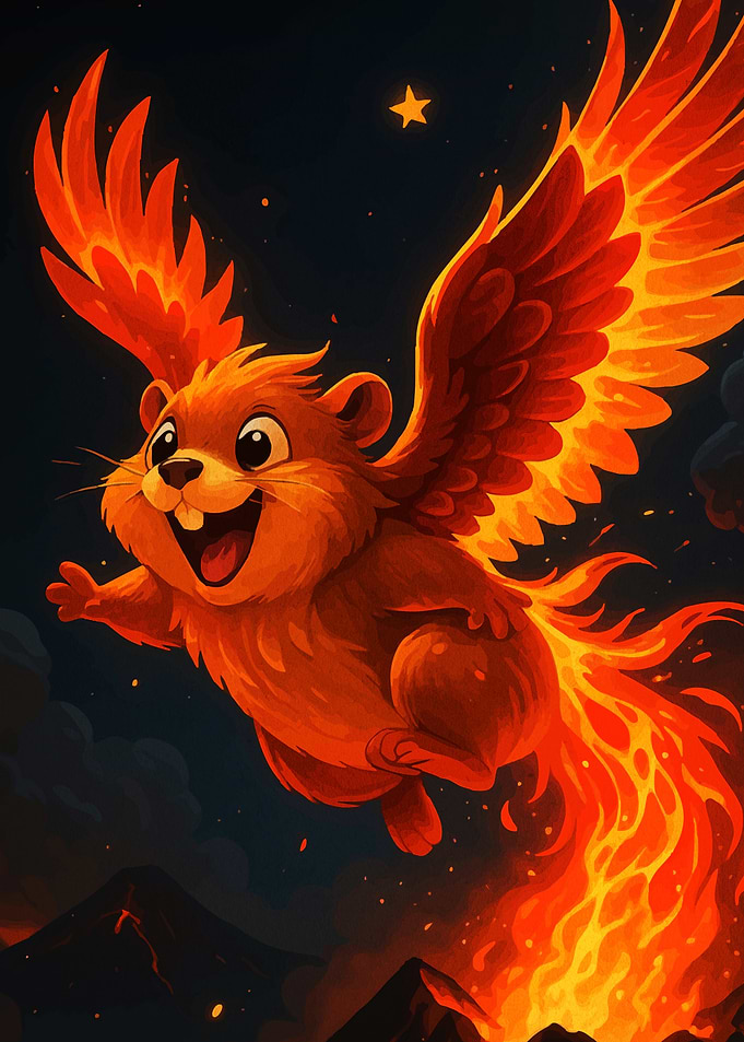 Flying Squirrel Phoenix Cartoon