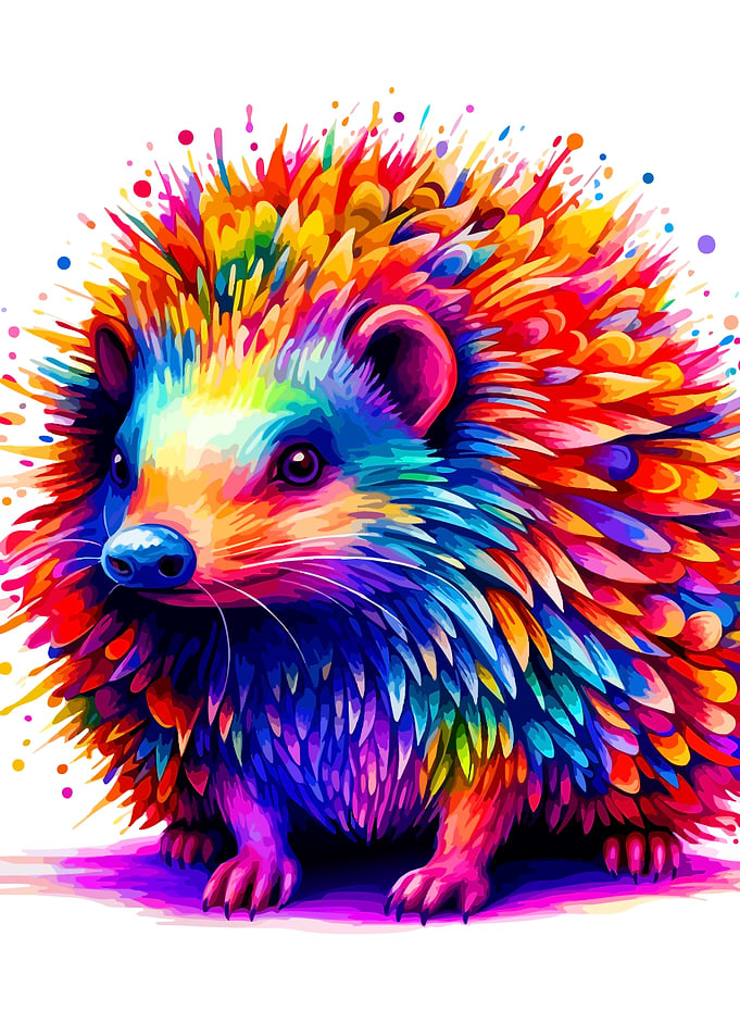 Colorful Hedgehog Portrait