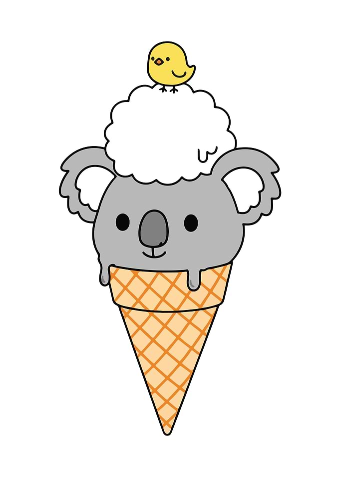 Koala Ice Cream with Bird Topping