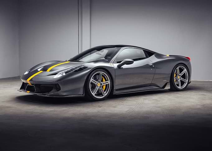 Gray Ferrari with Yellow Racing Stripe