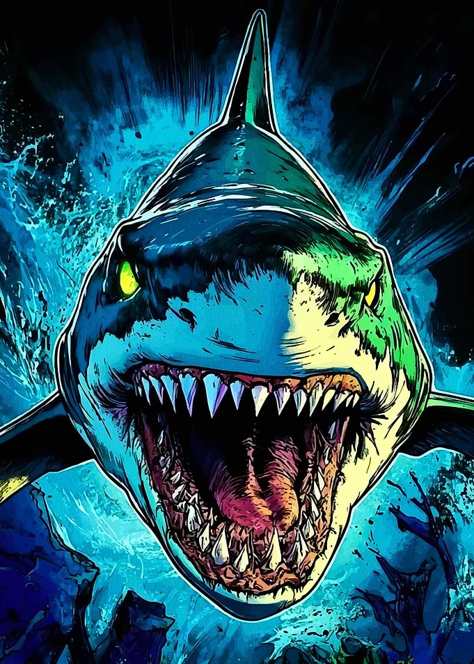 Menacing Shark Open Jaws