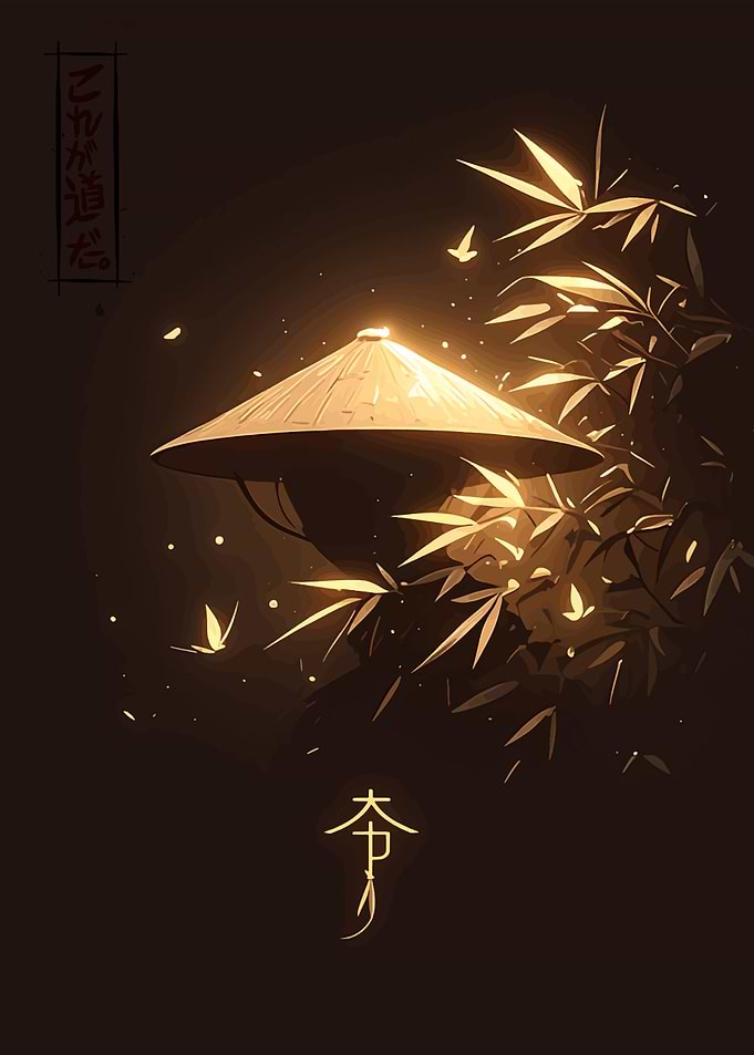 Asian Conical Hat with Bamboo