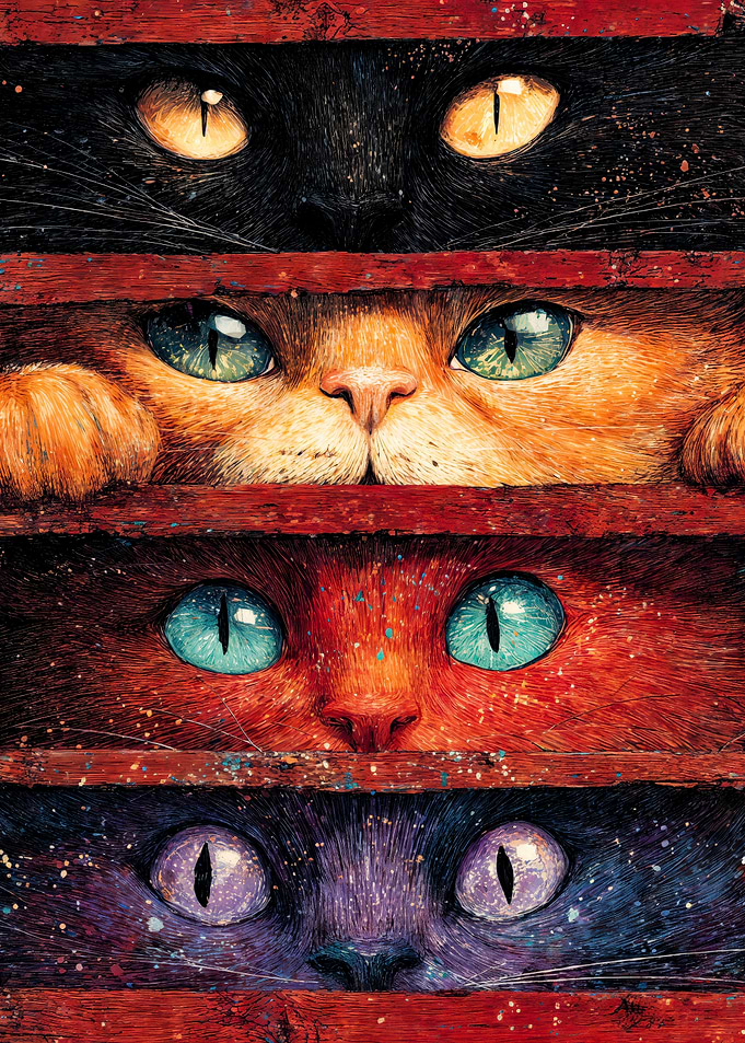 Curious Cats: Peeking Through Slats