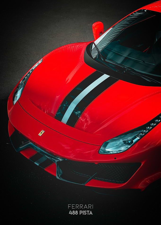 Red Ferrari 488 Pista Poster