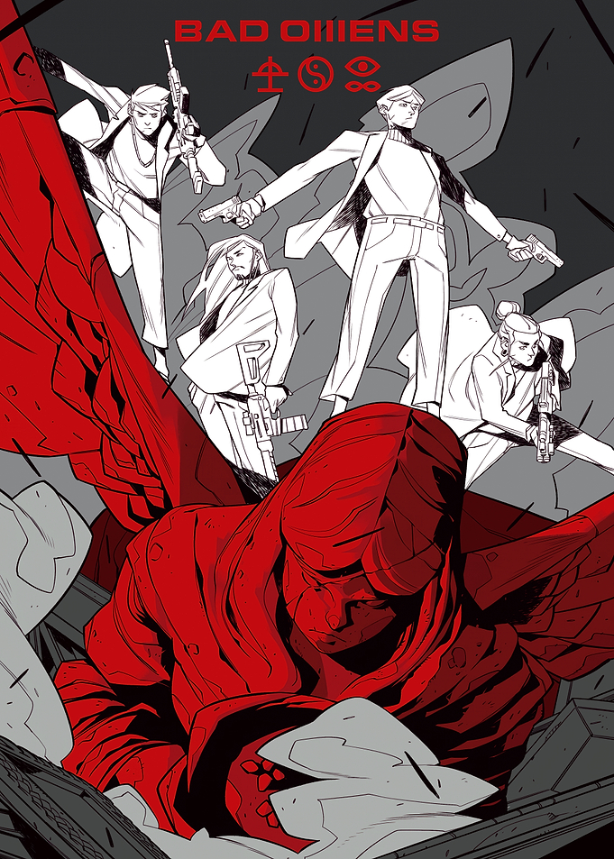 Bad Omens Comic Style Illustration