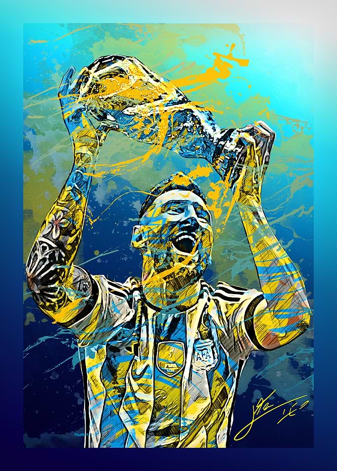 Lionel Messi World Cup Celebration Art