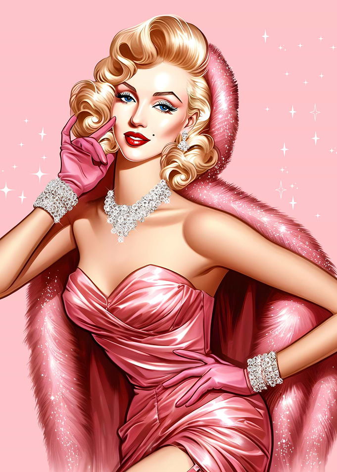 Marilyn Monroe Pink Christmas Portrait