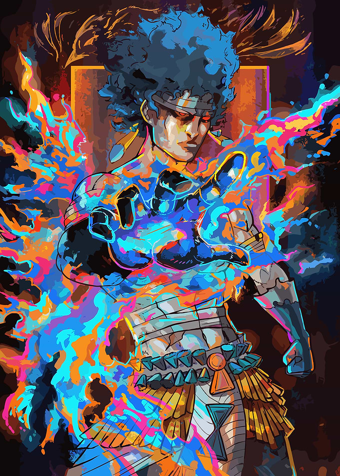 Colorful Warrior with Energy Blast
