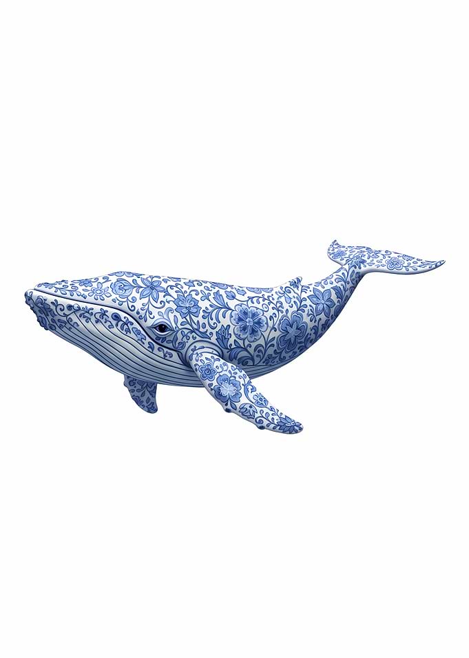 Blue and White Porcelain Whale