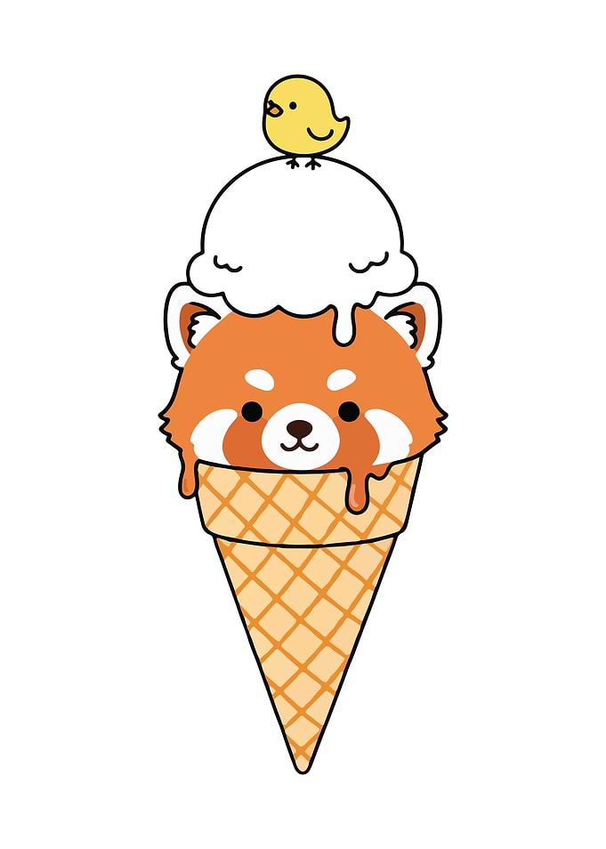 Red Panda Ice Cream with Chick