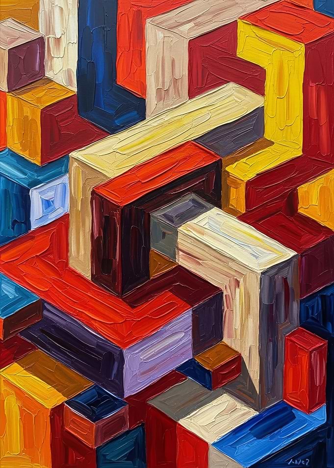 Abstract Geometric Block Painting