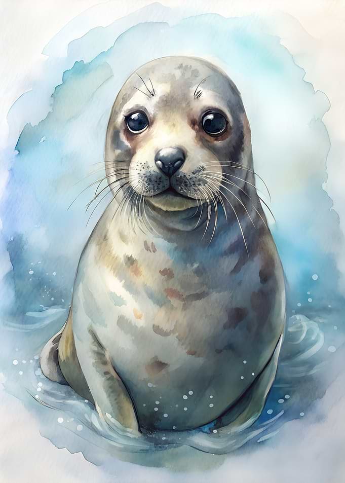 Watercolor Seal Portrait
