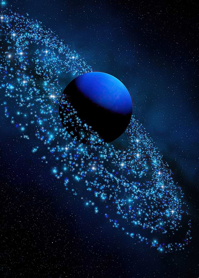 Blue Planet with Ring of Stars