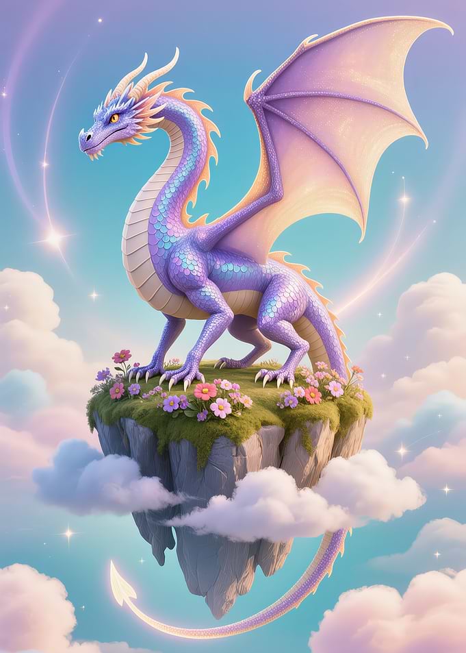 Pastel Dragon on Floating Island