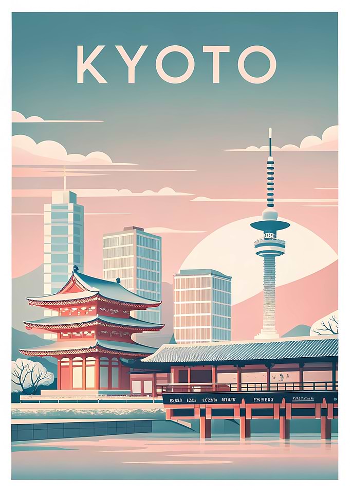 Kyoto Cityscape Illustration