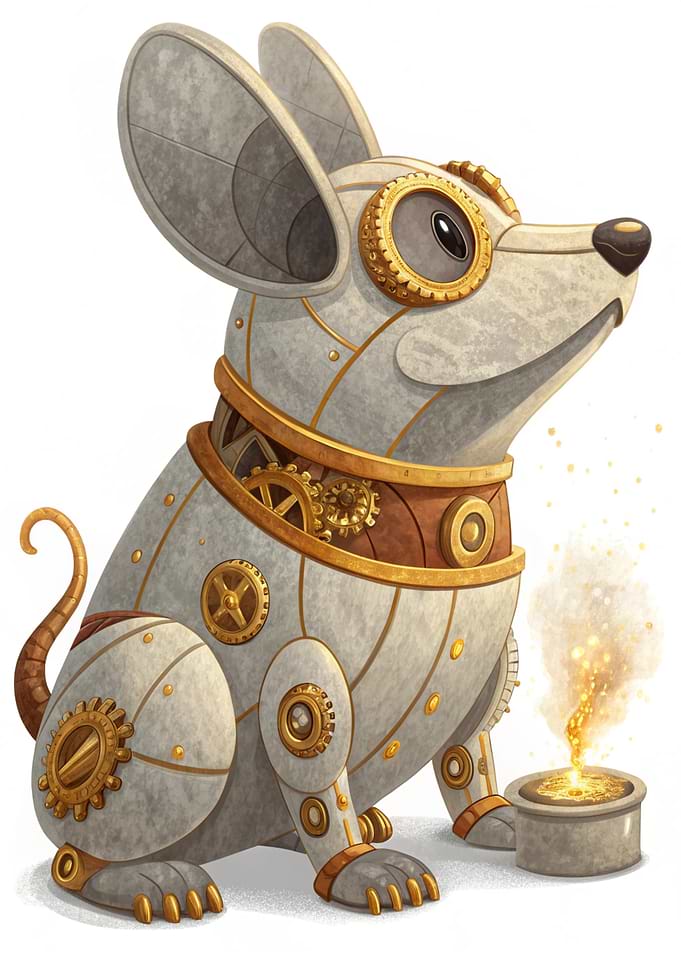 Steampunk Mouse with Molten Gold