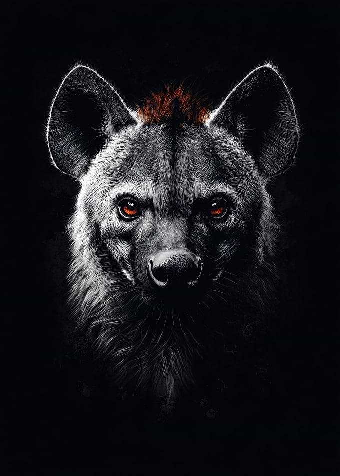 Hyena Portrait with Intense Gaze