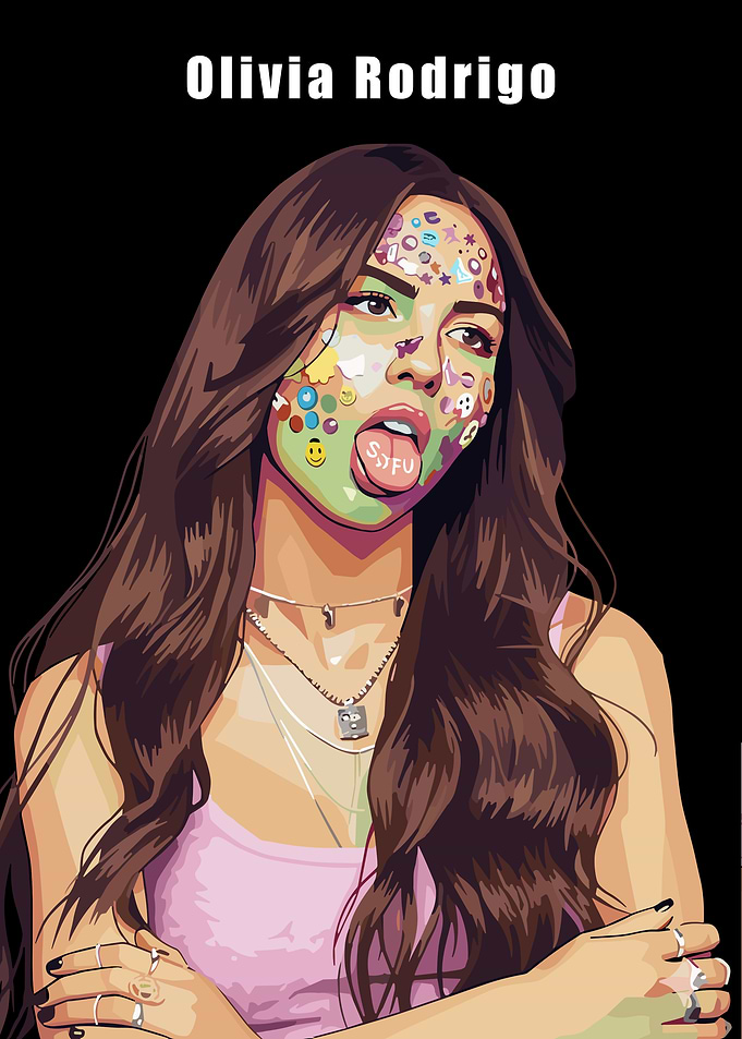 Olivia Rodrigo Portrait with Stickers