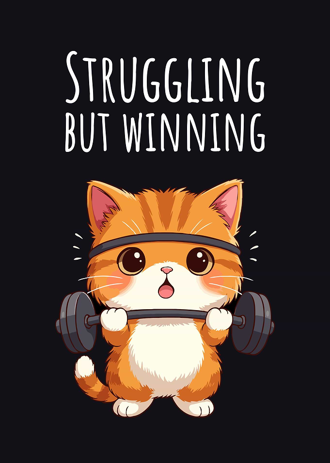 Struggling But Winning: Weightlifting Cat