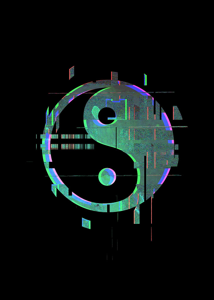 Glitch Yin Yang Symbol