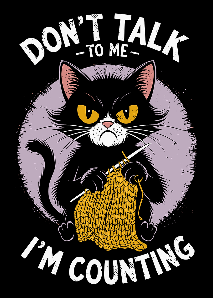 Grumpy Cat Knitting Illustration