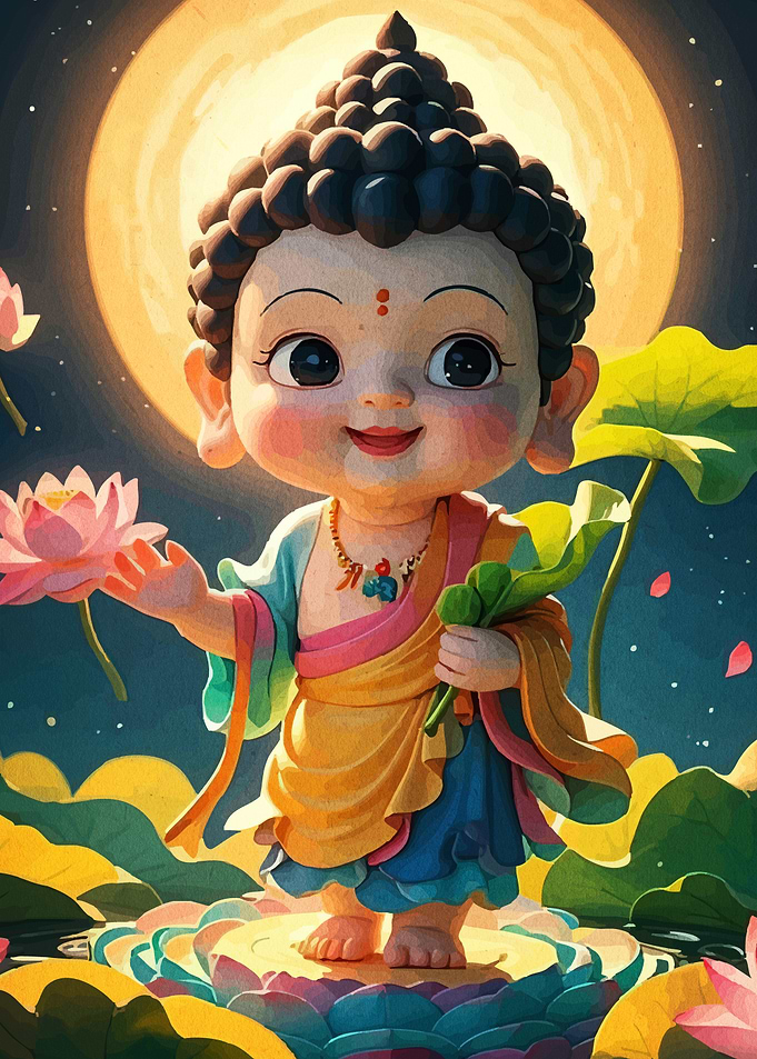 Cute Buddha Lotus Flower