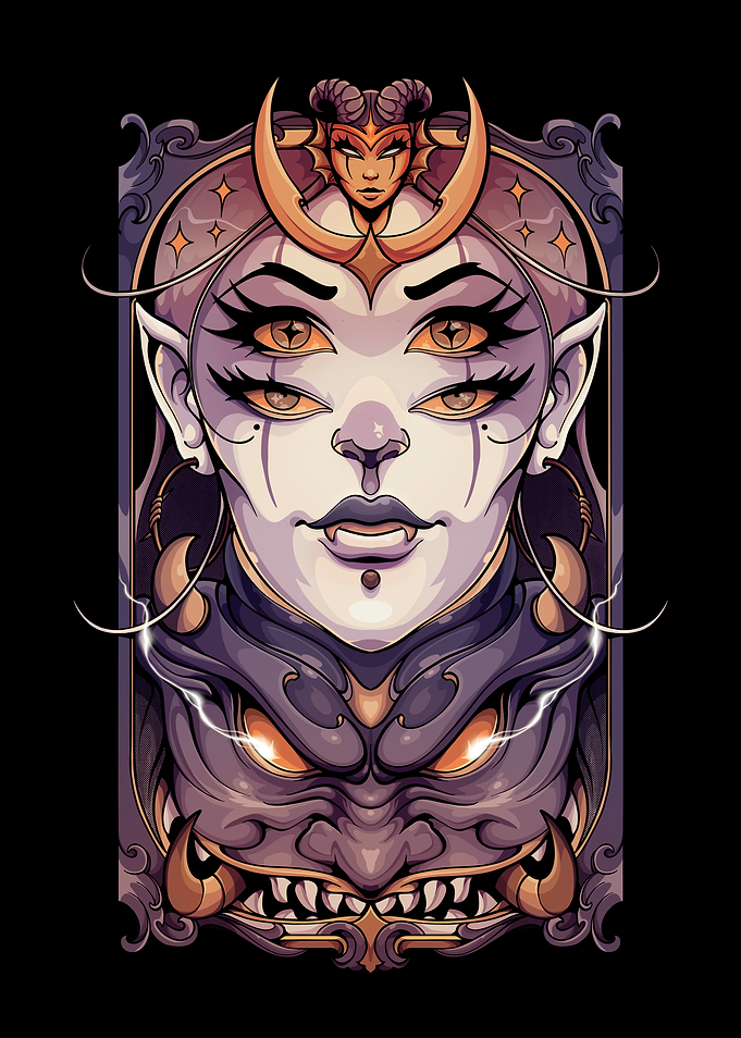 Four-Eyed Demon Girl Illustration
