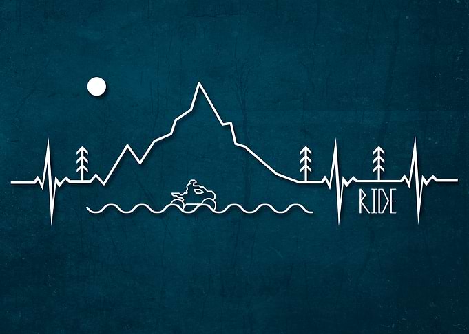 ATV Ride Heartbeat Line Art