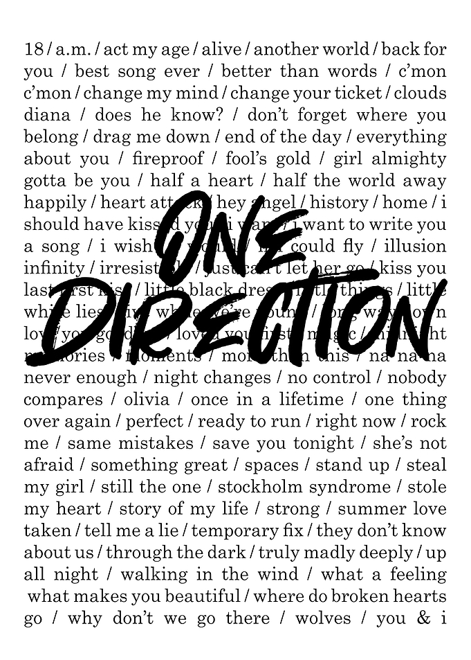 One Direction Song Typography