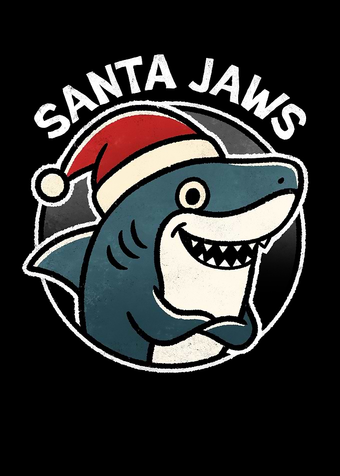 Santa Jaws Cartoon Shark
