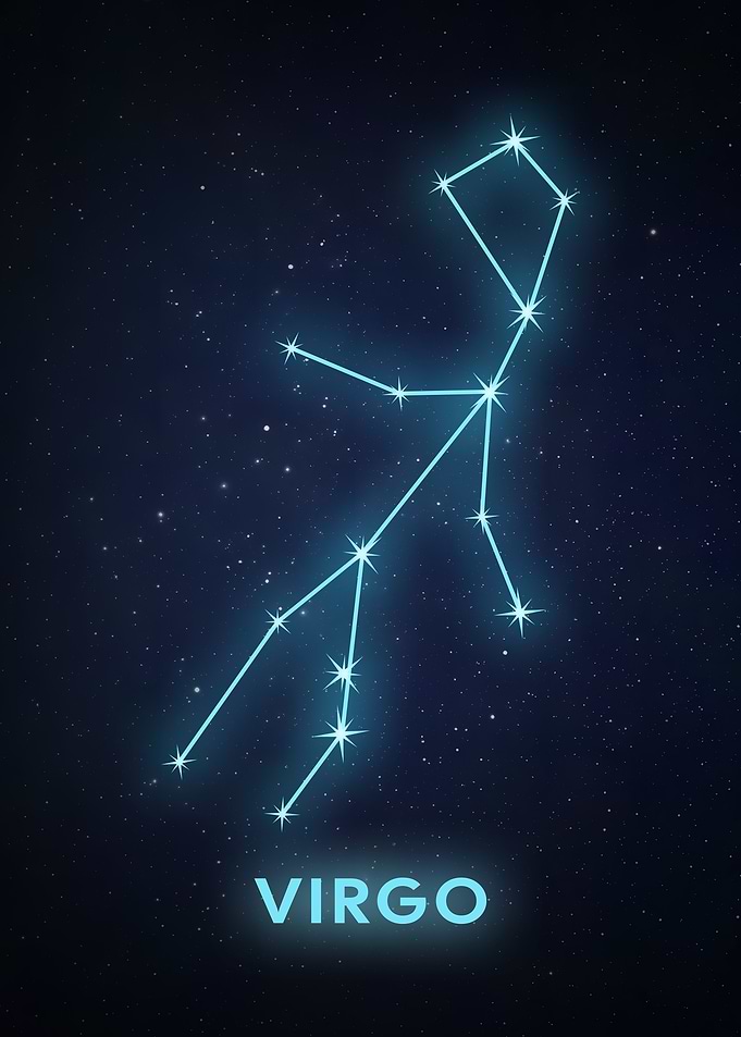 Virgo Constellation on Starry Night Sky