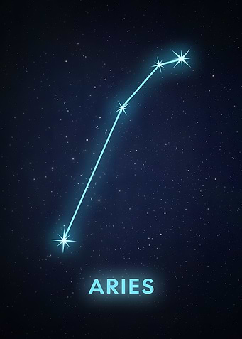 Aries Constellation on Starry Night Sky