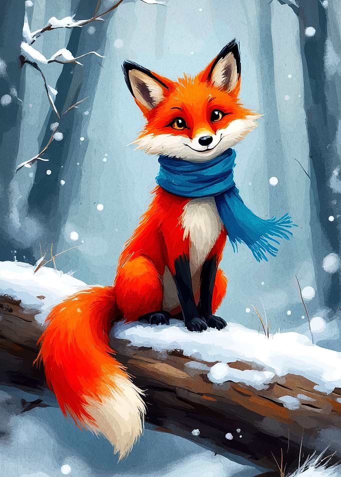 Fox in Winter Scarf