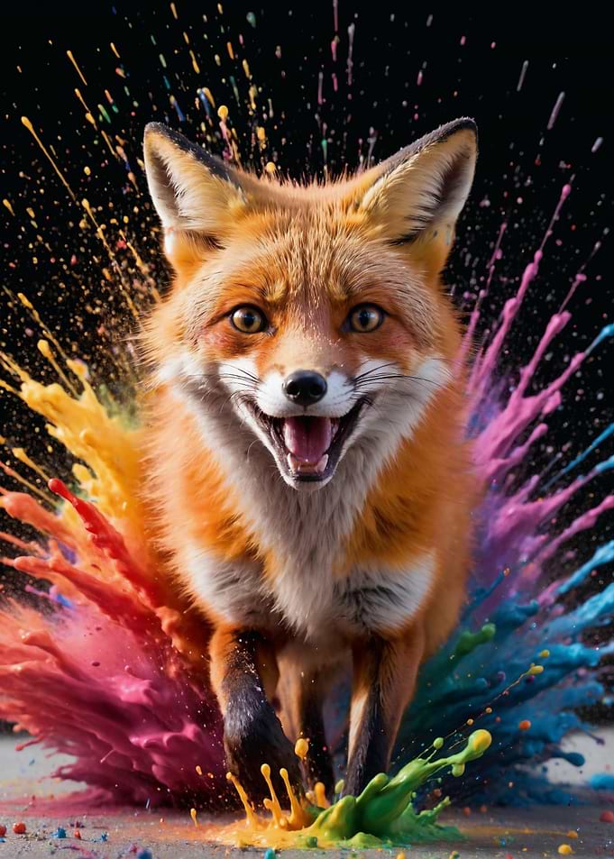 Lumbering Color Splash Fox