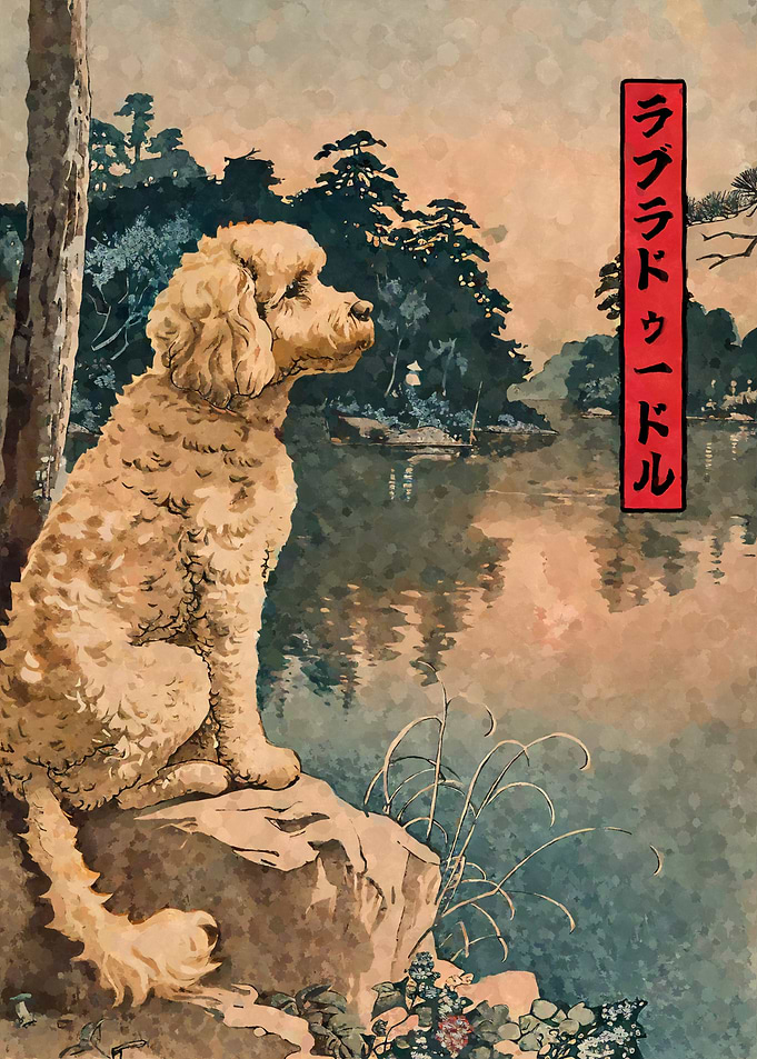 Labradoodle Ukiyo-e Style