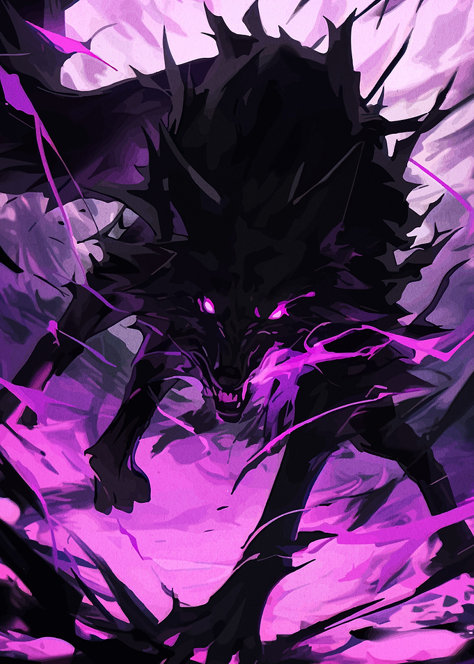 Shadow Wolf with Glowing Eyes