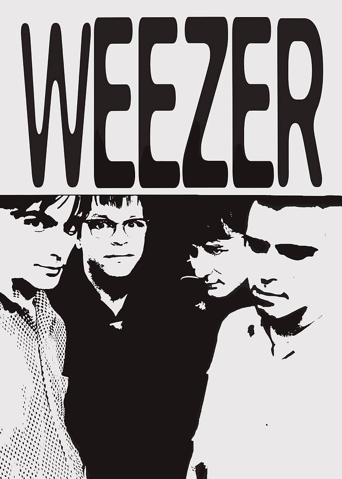 Weezer Band Black and White Poster