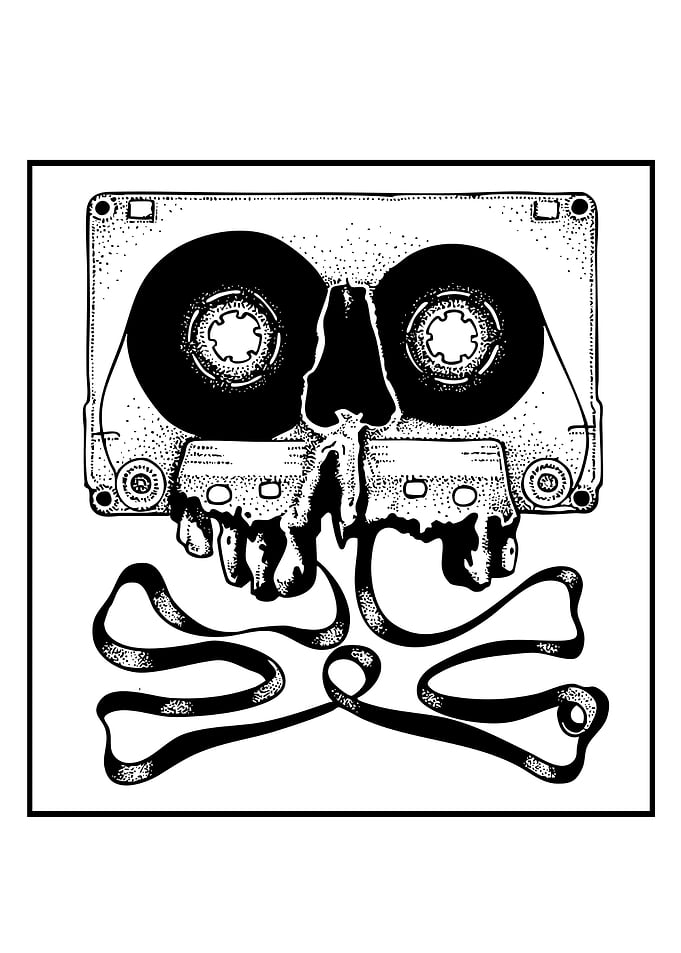 Cassette Tape Skull and Crossbones