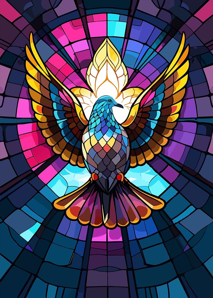 Stained Glass Dove Illustration