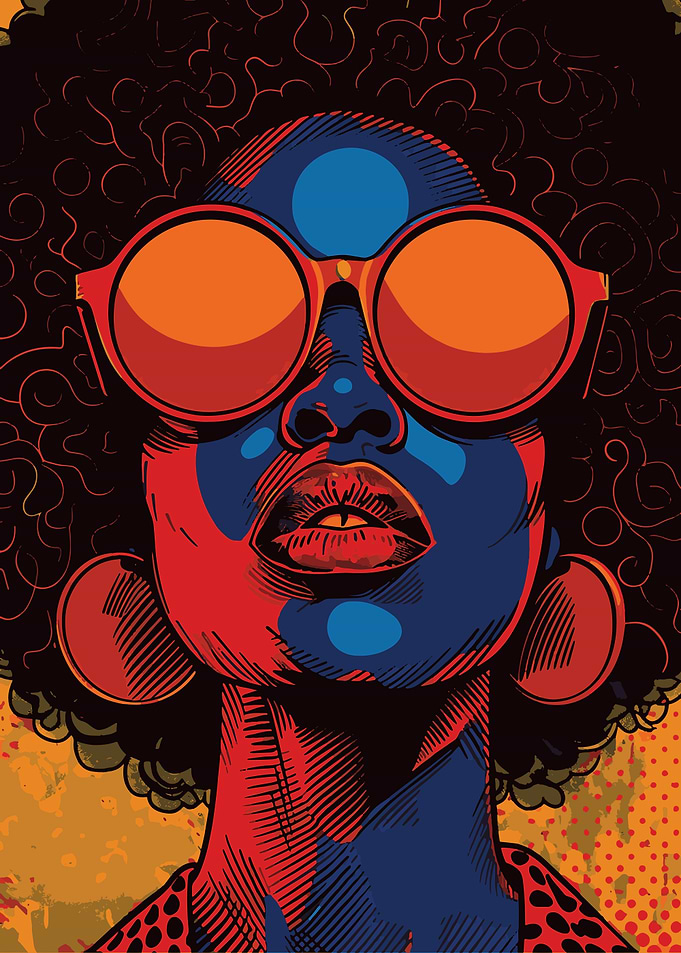 Stylish Woman with Afro and Sunglasses